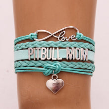 (10Pcs/Lot) Infinity Love Pitbull Mom Bracelet & bangles Heart Charm leathe