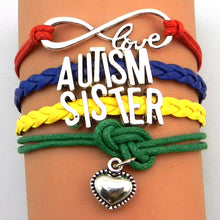 Infinity Love AUTISM MOM Mum Awareness Heart Charm bracelet Handmade wristb
