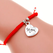 2016 New Fashion Simple Design Handmade Red Rope Braided Silver Love Heart