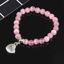 8mm natural tiger eye stone women bracelet Stretch cat eye opal mom charm b