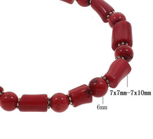 YYW Women Mom Jewelry Fashion Deep Red Natural Coral Bracelet 6.5"/16cm Len