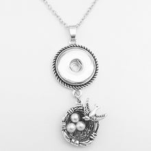 New Plating silver bird MOM  LOVE  snap button Necklace  (  fit 18mm 20mm s