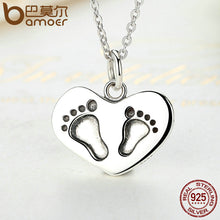 BAMOER 925 Sterling Silver Engrave Lucky To have A Mom Like You Baby Feet P