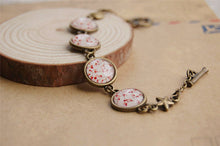 Novelty Red Cherry Flowers Print Glass Cabochon Bracelets for Best Friends