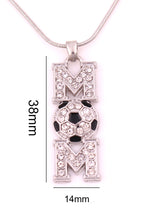 Hot Sale Vertical Black Enameled Alloy Clear Crystal Soccer Mom Pendant Nec