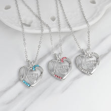 QIHE JEWELRY Mom Heart Pendant Necklace with Pink Blue White Rhinestone Gif