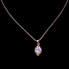 Water Drop Leaves Crystal Pendants & AAA Cubic Zirconia Necklaces Link Chai