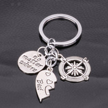 Mother Daughter Best Friends BFF No Matter Where Heart Compass Pendant Keyr