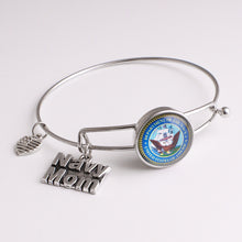Army Navy Marine Air force MOM WIFE  LOVE  metal  snap button bangle bracel
