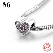 Fit Authentic pandora bracelet Silver 925 Original Heart Shape Love Beads B