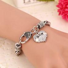 Fashion Shiny Rhinestone Love Heart Carve Letters Mom Bracelet Bangle Jewel