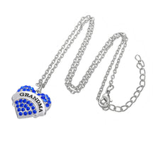 my shape GRANDMA Pendant Clear Blue Pink Heart Necklace Grandmother Grand M