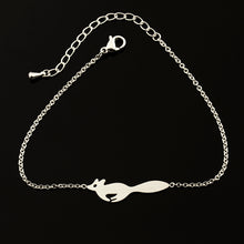 Silver Color Simple Bracelet Cute Run Fox Anklets for Mom Jewelry Stainless