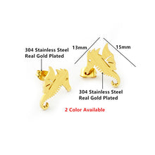 SUMMER SALE Gold Color Stainless Steel Seahorse Stud Earrings Beach Studs N