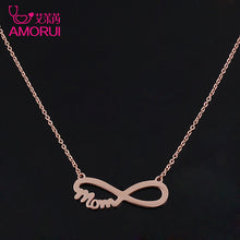 AMORUI Alphabet Neckalce Fashion Women Stainless Steel Mom Necklaces Pendan