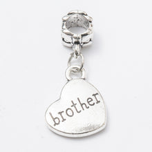 Wholesale 10pcs Tibetan Silver Heart Charms Dangle Metal Alloy Son Mom Dad