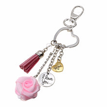 Pink Rose Heart Keychain Mom Keyring I Love You Mom Keyring Alloy Women Mot