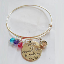 65mm Cousins by chance,best friends by choice bracelet bangle ,Adjustable E