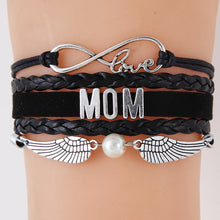 Infinity Love Mom Bracelets & Bangles Angel Wing Charm Handmade Wax Braided