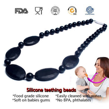 BPA free Soft beads necklace Food grade Silicone teething necklace infant t