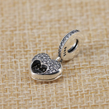 Authentic 925 Sterling Silve Beads Dear Mother With Crystal Heart MOM Charm