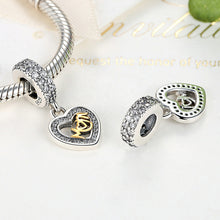 Lovely Heart Pendant Mom 100% 925 Sterling Silver Charm Beads Fit  European