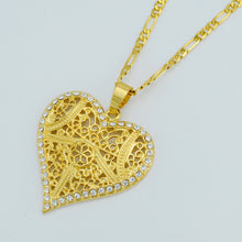 Anniyo Heart Pendant Necklaces for Women,Africa Necklace W/Stone,Arab Jewel
