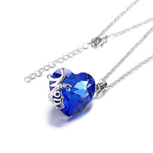 2017 new Fashion Ocean Heart necklace Pure Blue crystal Pendant For Mom Gif