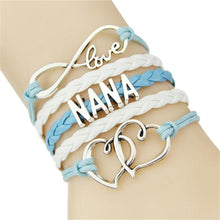Infinity love mom grandma bracelet heart feet charm Bracelet for women Leat