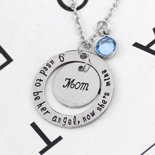 Handstamped I used to be angel now he's mine Round With Mom Dad Pendant Cry