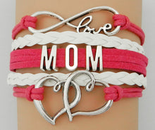 Drop Shipping Infinity Love Mom Bracelet  Mother's Day Gift Fuchsia with Wh
