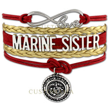 (10 PCS/lot) Custom  Infinity Love US Marine Corps Mom Sister Marines Charm