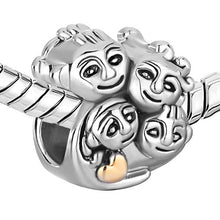 Free shipping 1pc Golden Heart Charms Family Love MOM DAD SON Daughter Char