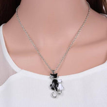 Family Double Black and White Cat Pendant Necklaces for Women Mom Daughter