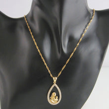 Min Order 10$/VIVID   YELLOW GOLD OVERLAY 18" NECKLACE & BLESSED VIRGIN MAR