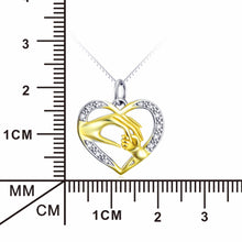 GNX11957 100% Real Pure 925 Sterling Silver Crystal Love Heart Necklace Mom