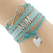 Infinity Love Mom Heart Charm Leather Handmade Bradied Cord Bracelet Can As