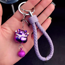Dolls Toy Lucky Fortune Chain Cat Bell Leather Keychain Ring Holder Women B
