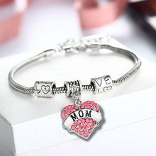 Heart Pink Crystal Mom Bracelet Family Mother Gifts Love Bangle Bracelet Be