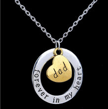 Mothers Day Gift Dad Son Mom Necklace Love Forever Heart Golden Necklace Pa