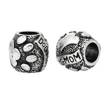 DoreenBeads European Charm Beads Barrel antique silver "DOG MOM" Carved Mes