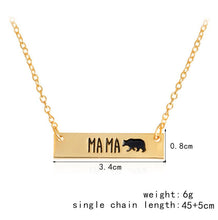 Shuangshuo Mama Bear Tag Engraved Animal Pendant Necklace Women Mother Kids