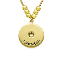 Mom Jewelry   Mother's Disc and Birthstone Necklace Personalized Nameplate
