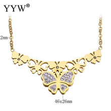 YYW Women Wedding Mom Jewelry Gold color Stainless Steel Flower Charm Dangl