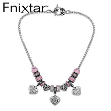 20pcs/lot High Polished Heart Beads With MoM Words Stainless Steel European