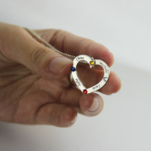 Wholesale Birthstone Heart Necklace in Silver Personalized Children Names M