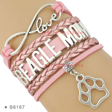 (10 PCS/lot)Infinity Love Beagle Mom Leather Wrap Bracelets Multilayer Dog