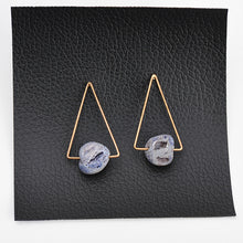 Women Gold Triangle Stud Earrings With Natural Stone Vintage Gold Zinc Allo