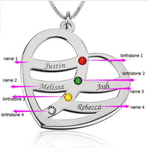 Heart Pendant Necklace New Arrival Birthstone Custom Any Names Necklace Jew