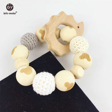 Let's Make Hedgehog Wooden Teether Chew Beads Baby Rattle Teether Nattural